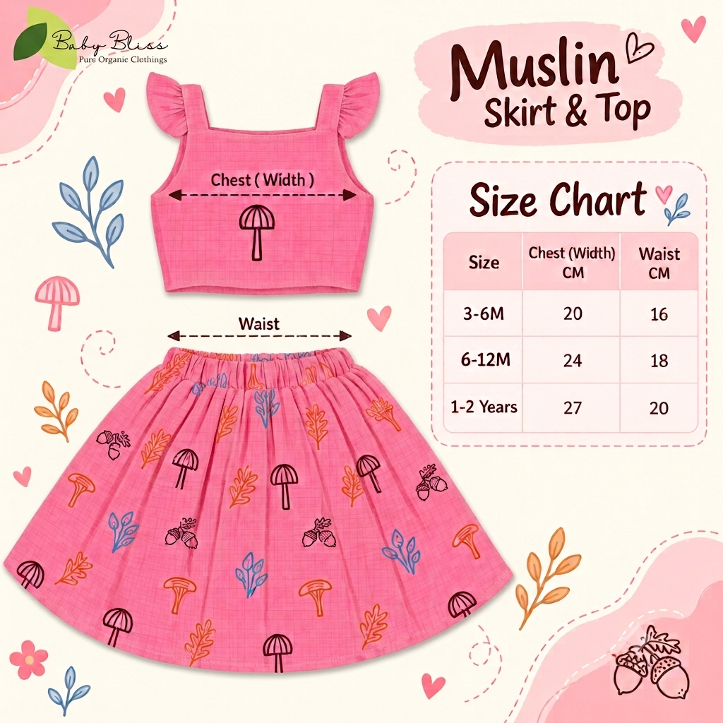 Muslin Ruffle Top & Skirt Set for Girls