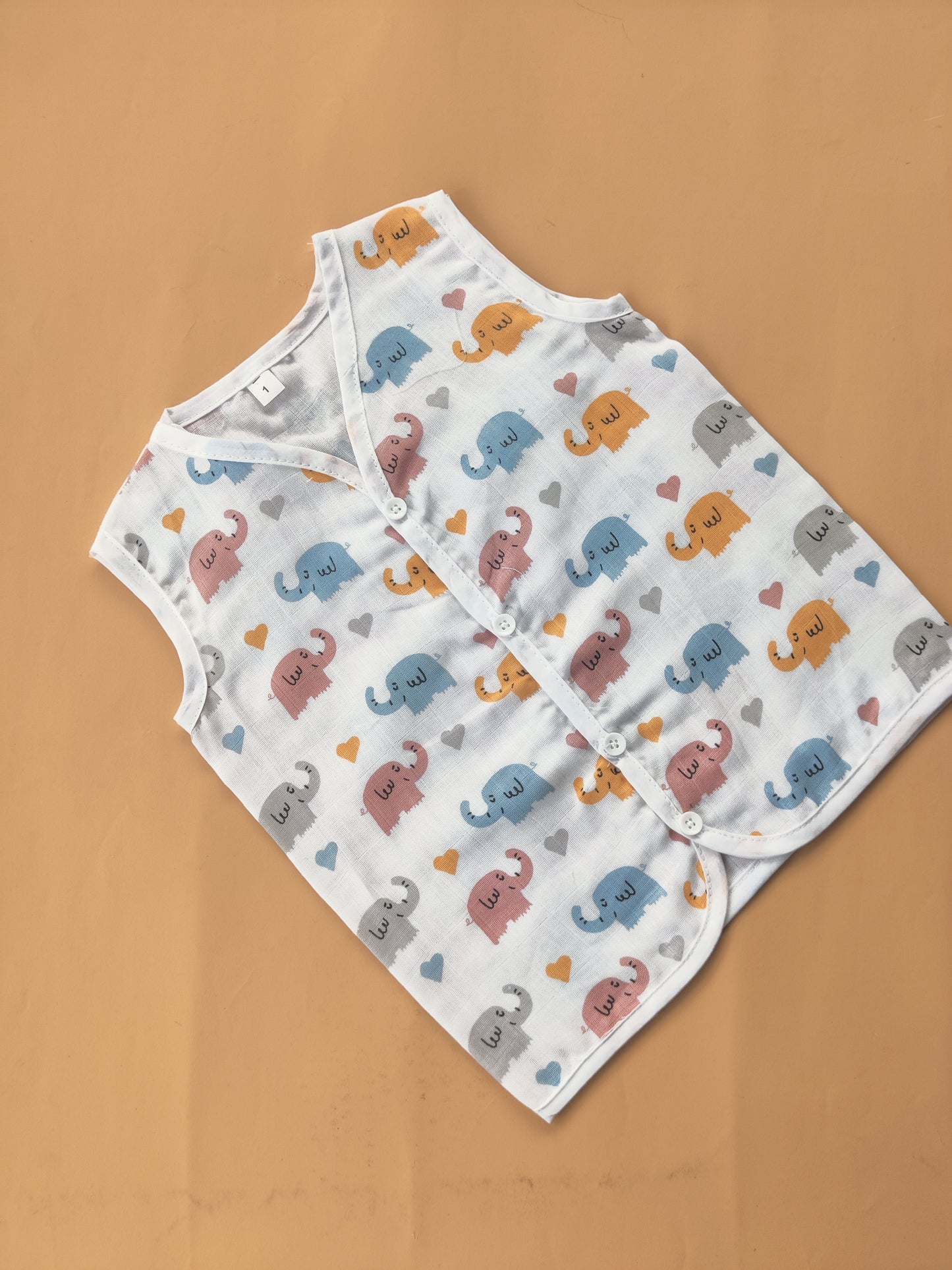 Muslin Sleeveless Jabla (0–3 Years) Regular Button