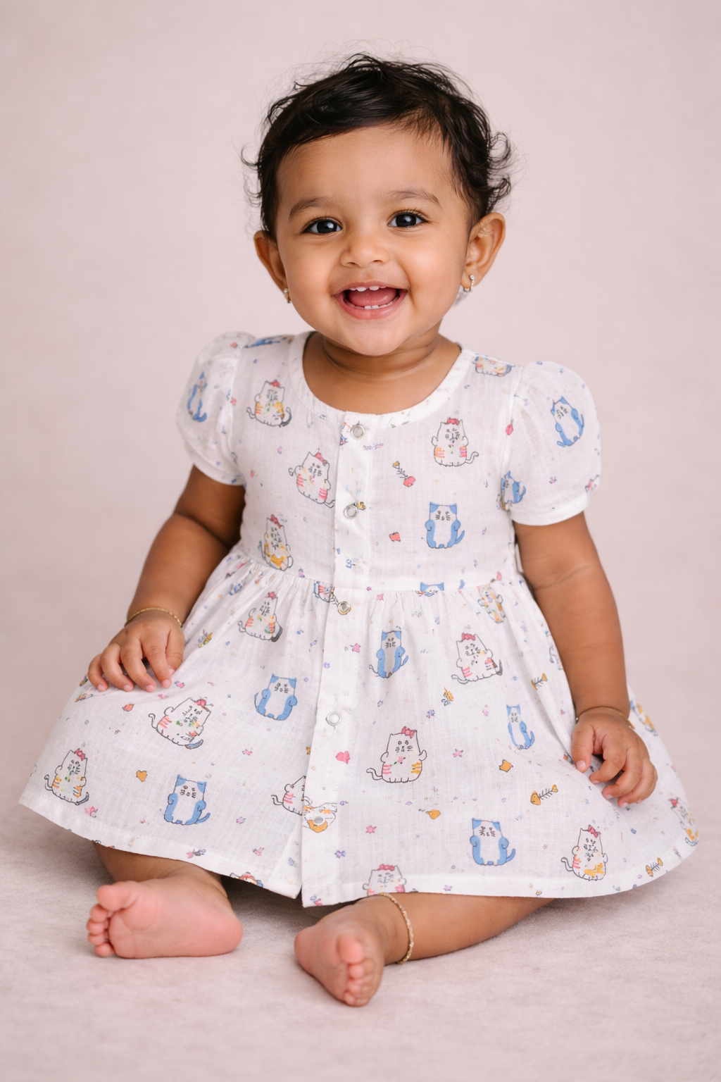 Front Open Muslin Frocks for Babies & Toddlers