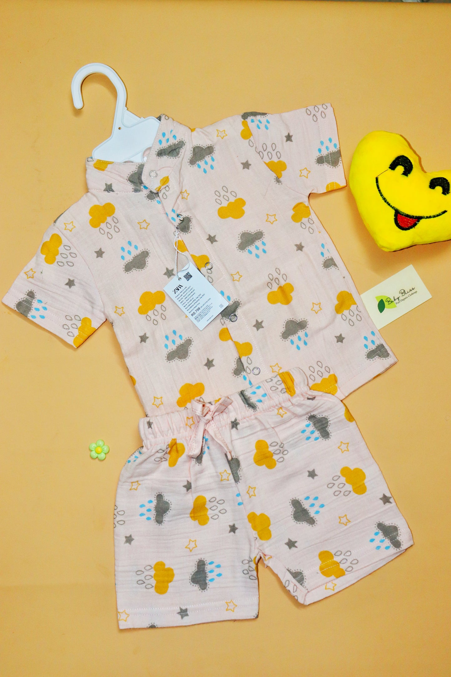 Muslin Chinese Collar Co-Ord Set for Babies (Up to 3 Years)
