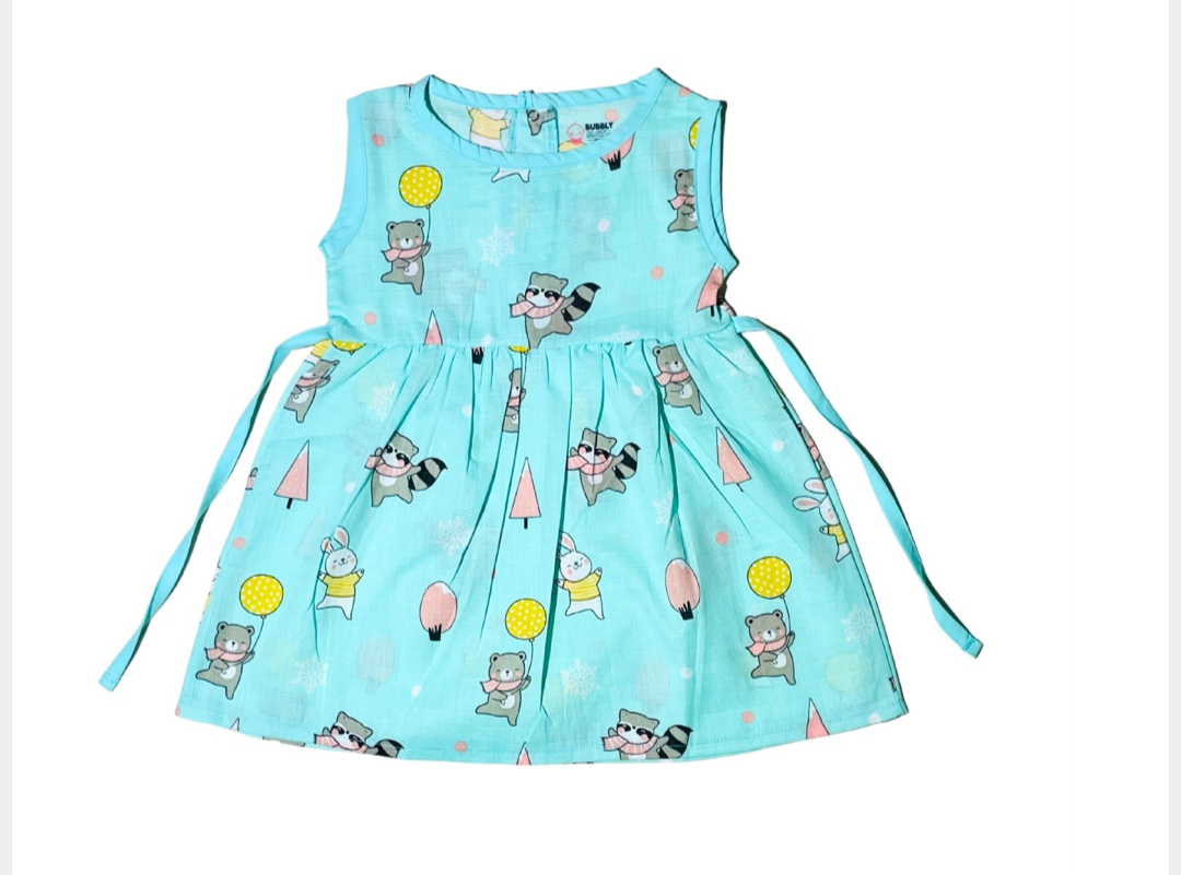 Muslin Sleeveless Frocks with Back Knot