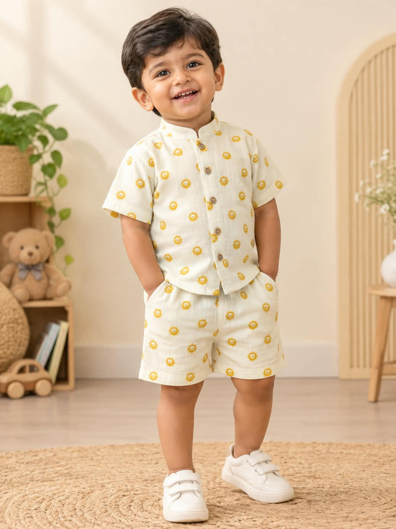 Premium Double Muslin Printed Co-Ord ( 0-4 Years ) - Sun Print