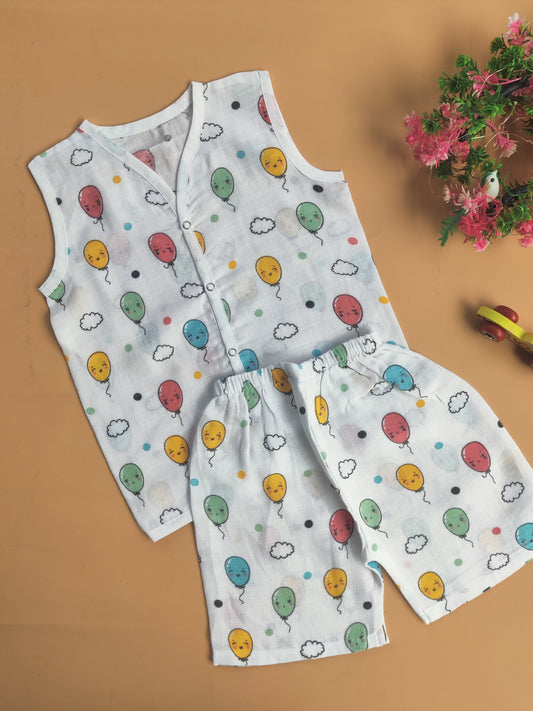 Muslin Sleeveless Jabla + Shorts ( 1-2 yr)