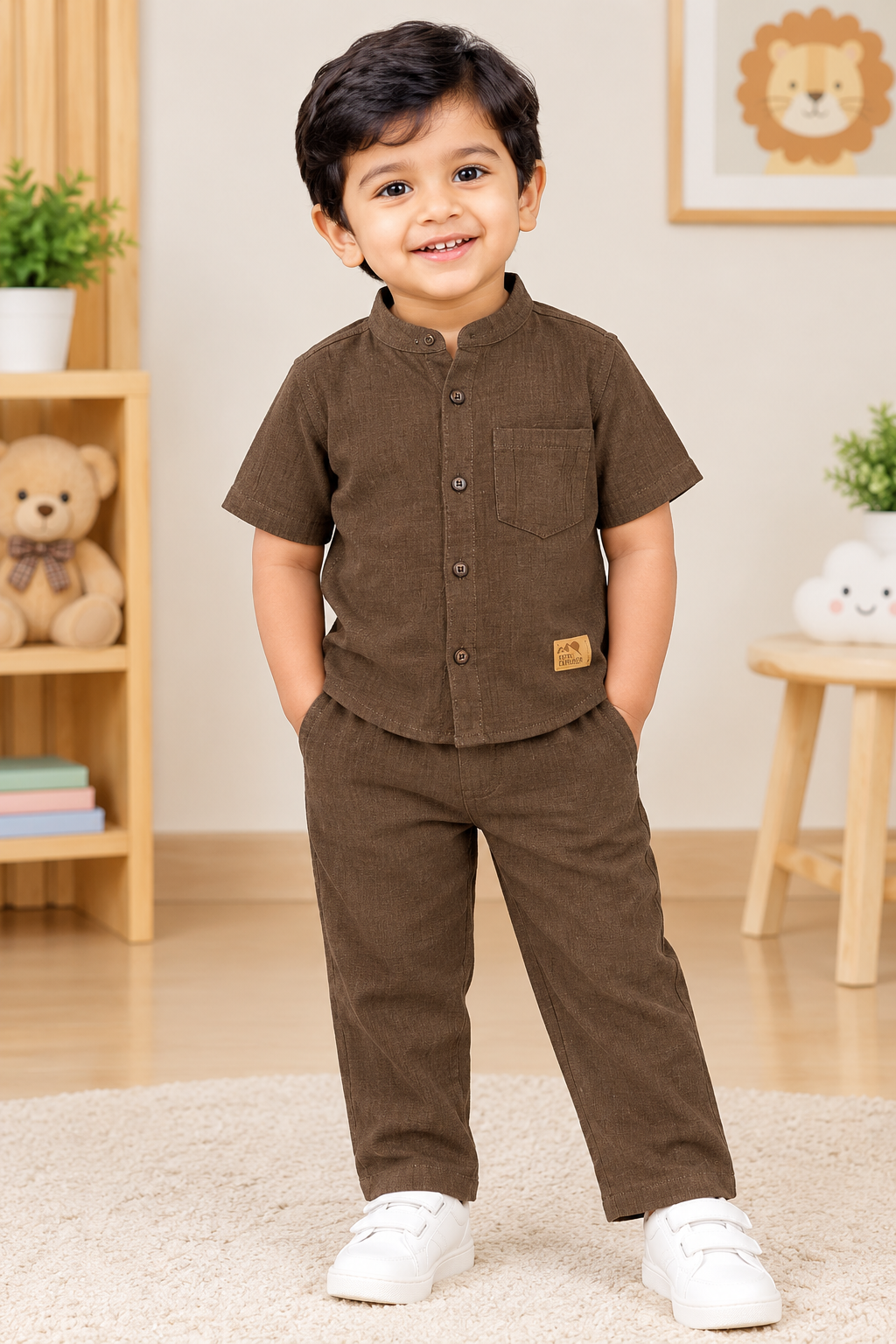 Branded Muslin Half Sleeve + Pant (2-6 Years) - Solid Color