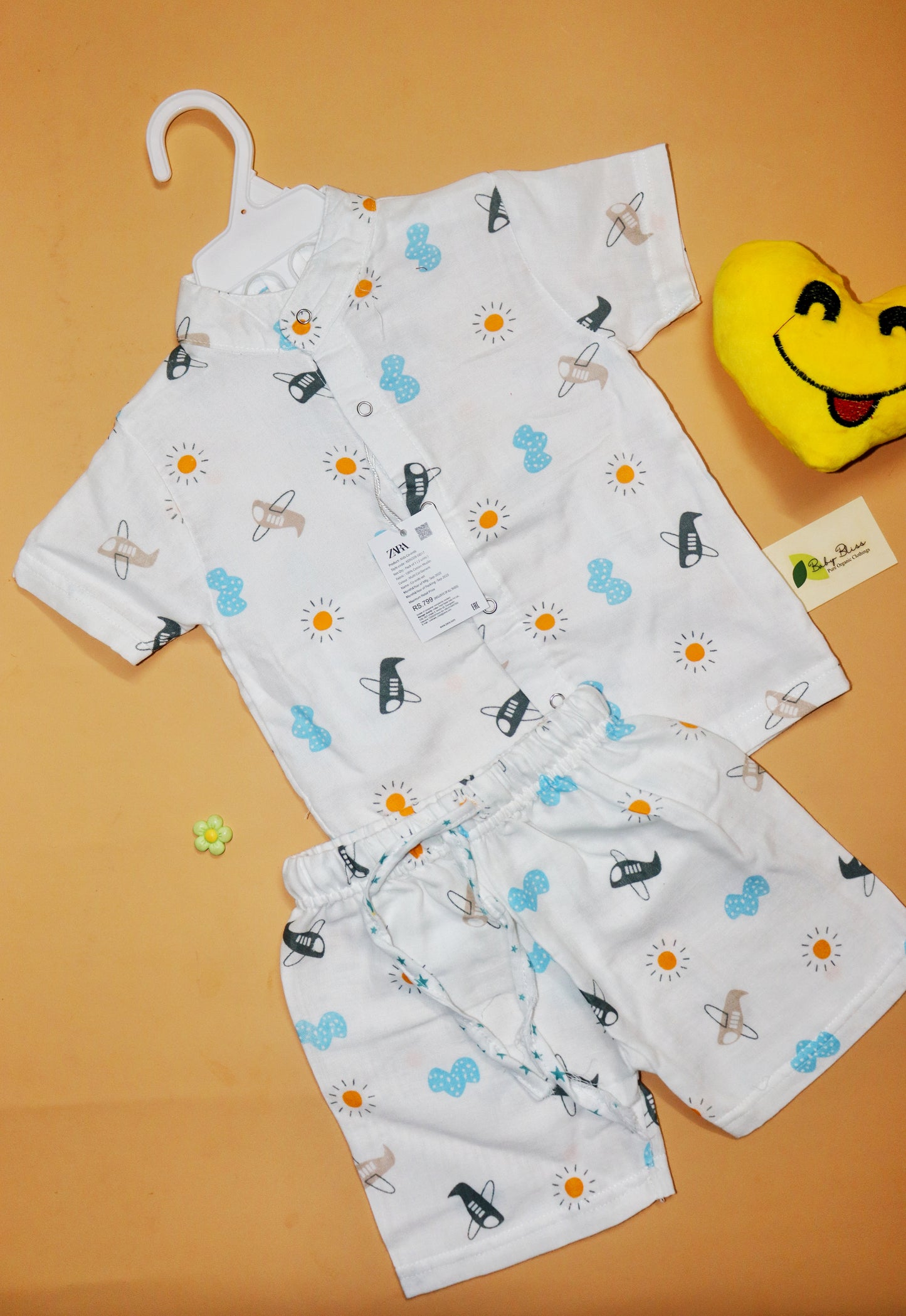 Muslin Chinese Collar Co-Ord Set for Babies (Up to 3 Years)