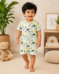 Muslin Half Sleeve Romper - Printed