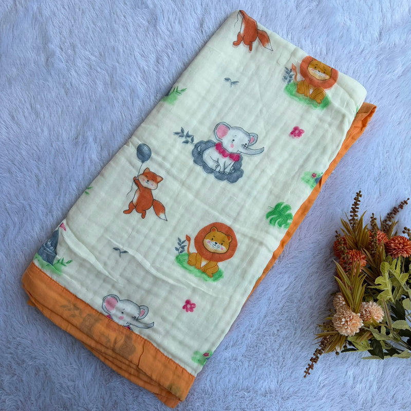 Crinkled Color Muslin Blankets - Lion