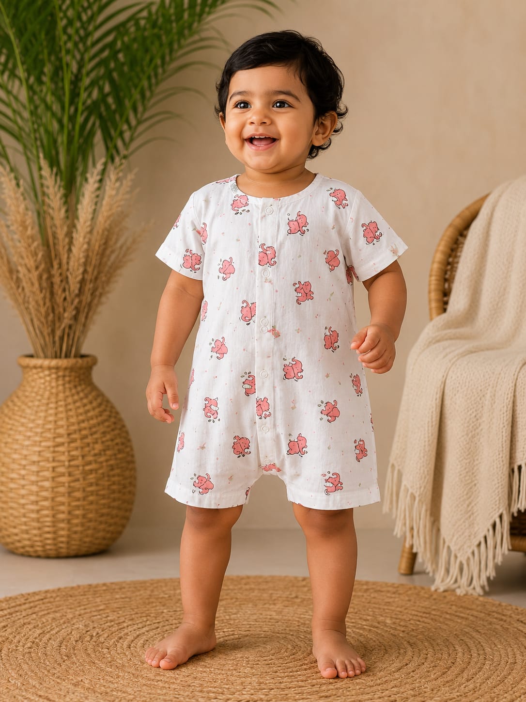 Muslin Half Sleeve Rompers