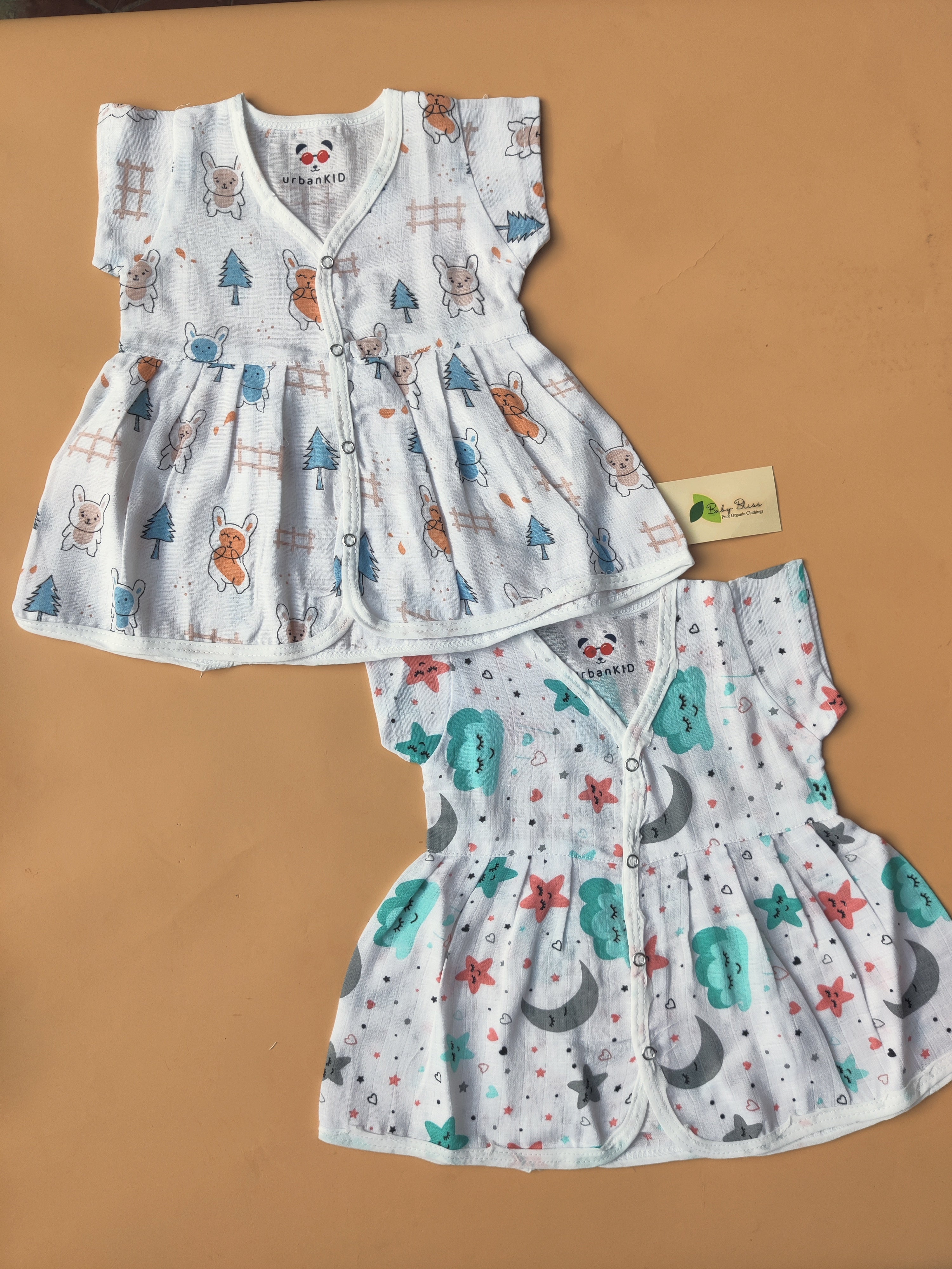 Muslin Sleeveless Frocks 3-6 M