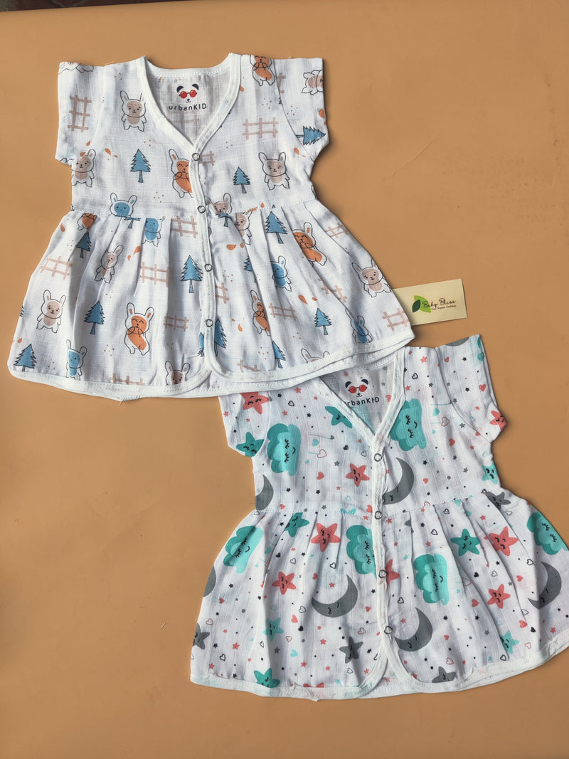 Muslin Sleeveless Frocks 3-6 M