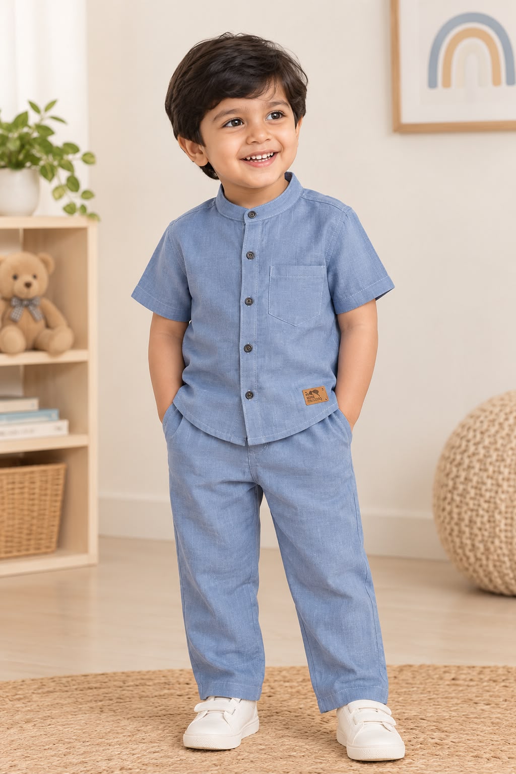 Branded Muslin Half Sleeve + Pant (2-6 Years) - Solid Color
